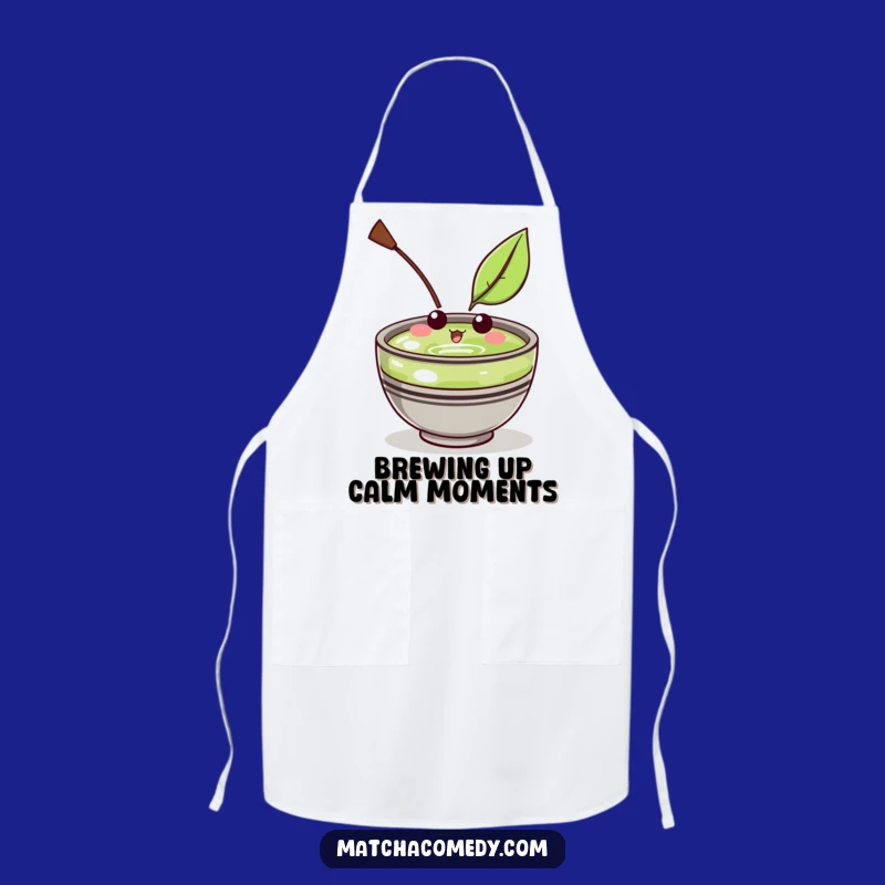 Funny Kawaii Matcha Bowl Apron: Amused Leaf Kitchen Fun, Great Funny Gift for Cooks