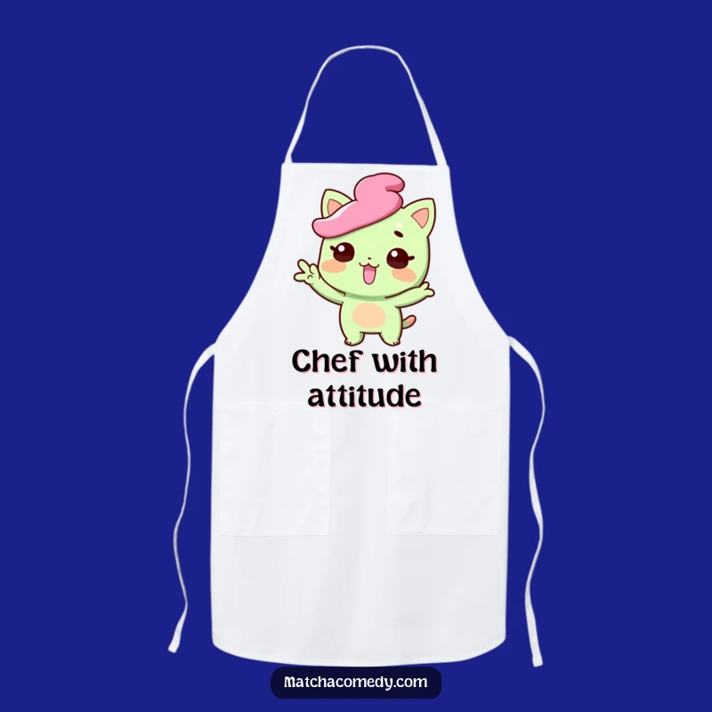 Funny Matcha Sweet Apron - Tongue Out Pose, Quirky Chef Gift