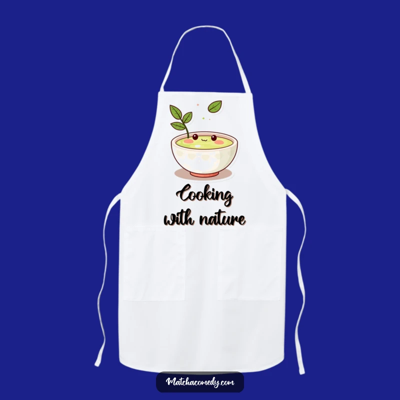 Funny Kawaii Matcha Bowl Apron - Amused Character for Kitchen Fun