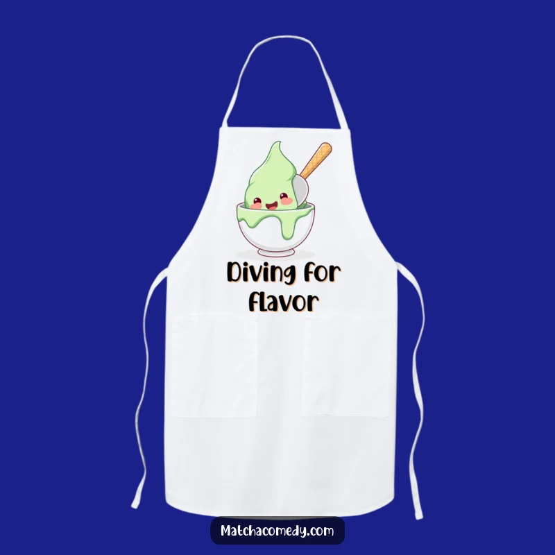 Funny Matcha Ice Cream Dive Apron: Serve Up Smiles In The Kitchen!