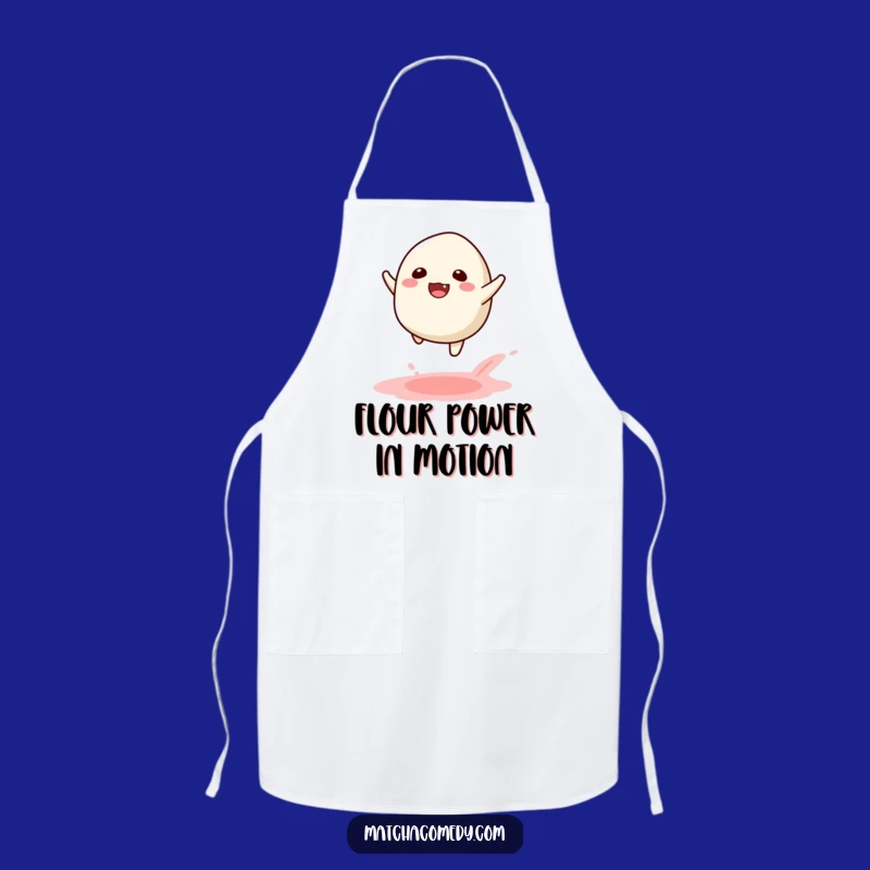 Funny Kawaii Matcha Mochi Leap Apron: Joyful Kitchen Fun with Powder