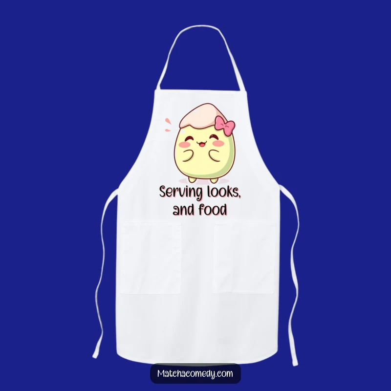 Funny Kawaii Matcha Mochi Pose Apron - Silly Kitchen Wear for Mochi Enthusiasts