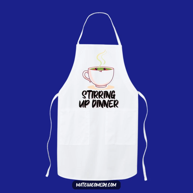 Funny Matcha Stirring Apron: Happy Tea Cup, Great Kitchen Humorous Gift!