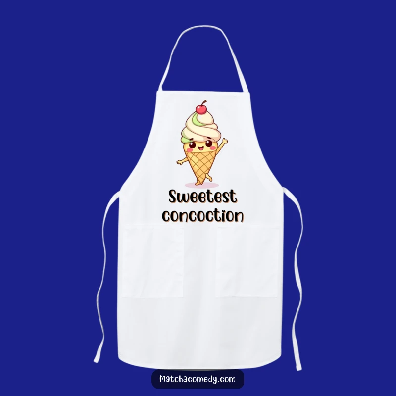Funny Matcha Ice Cream Dance Apron: Happy Character's Sweet Moves, Kitchen Gift!