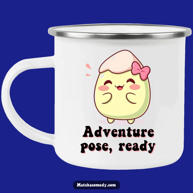 Funny Kawaii Matcha Mochi Pose Camping Mug - Silly Outdoor Companion for Treats