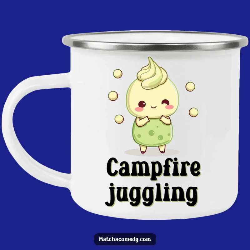 Funny Kawaii Matcha Dessert Camping Mug - Juggling Character Cup, Perfect Gift