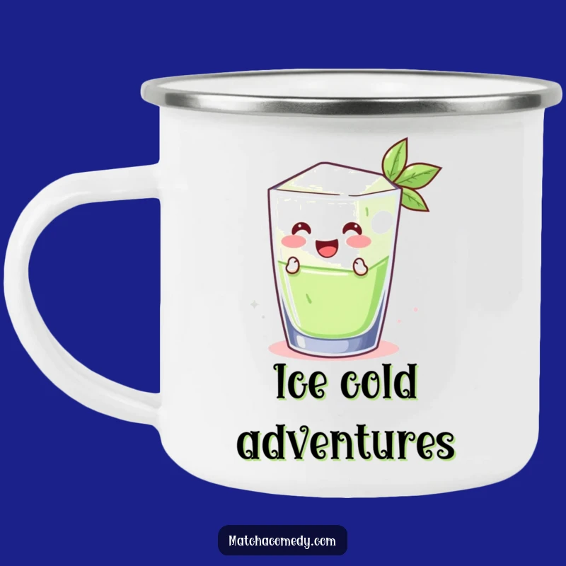 Funny Matcha Ice Cube Camping Mug: Cool Sips on the Trail!