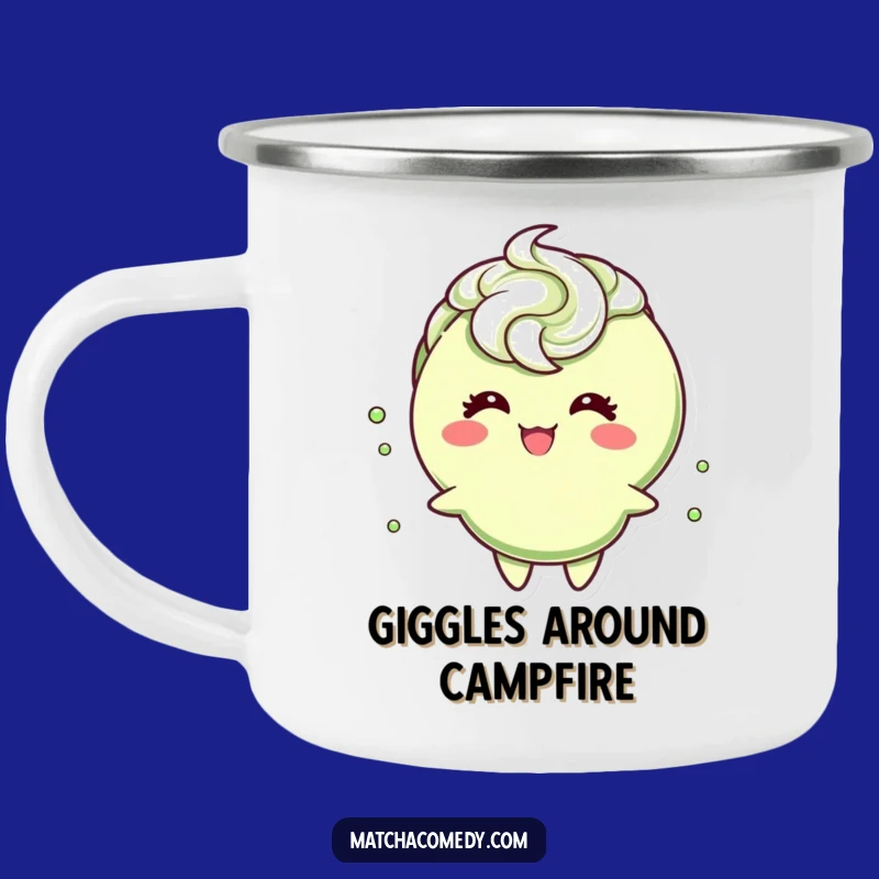 Funny Matcha Giggling Camping Mug: Frothy Swirl, Hilarious Outdoor Gift!