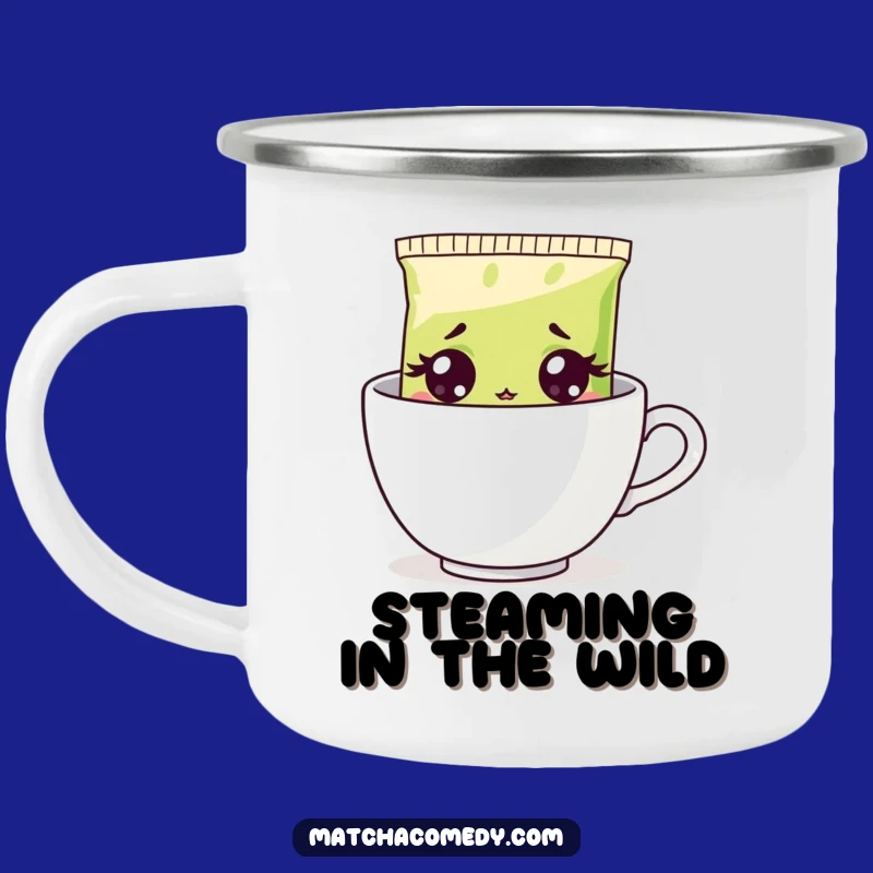Funny Surprised Matcha Camping Mug: Hilarious Outdoor Brew Gift for Adventurous Tea Lovers