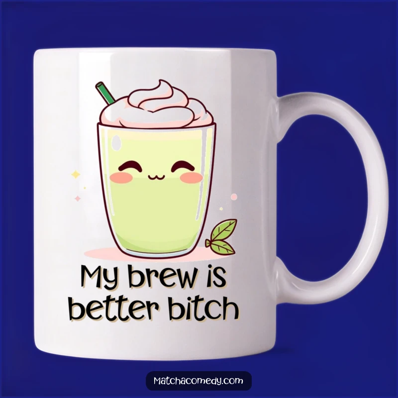 Funny Kawaii Matcha Latte Mug - Cheeky Smirk, Perfect Hilarious Gift for Drink Lovers
