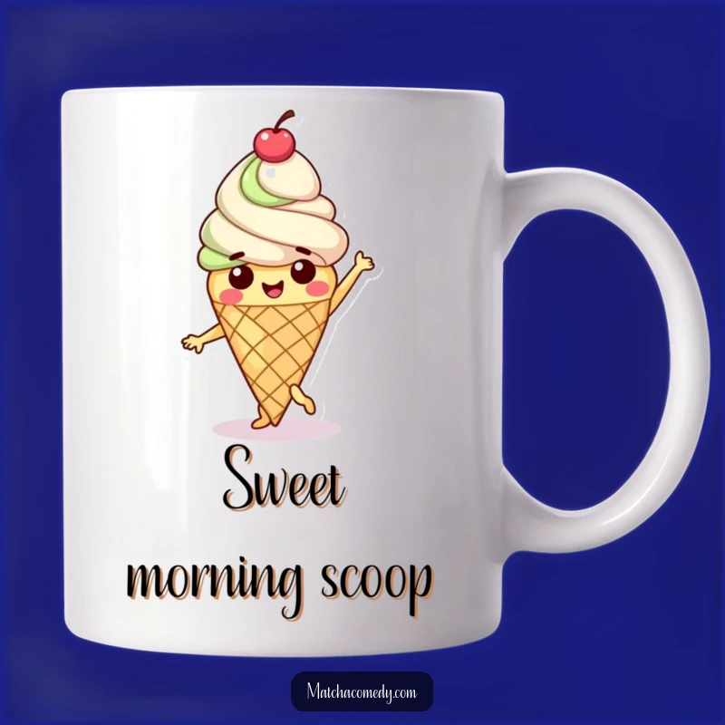 Funny Matcha Ice Cream Dance Mug: Happy Character's Sweet Moves, Perfect Gift!