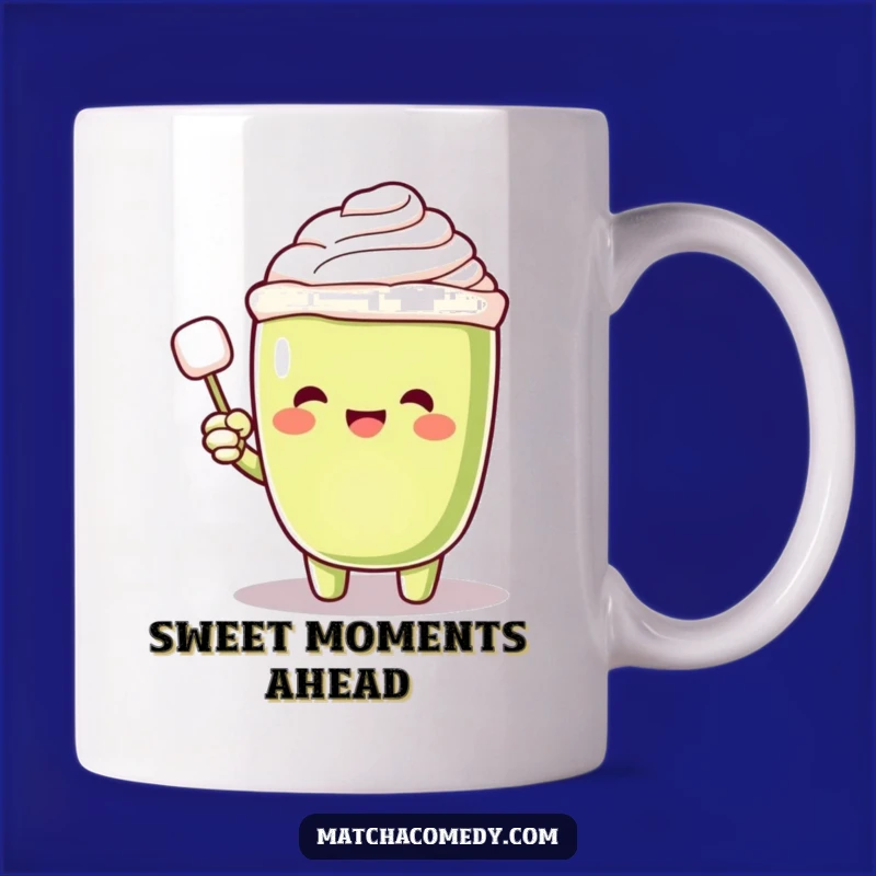 Funny Matcha Latte Sugar Finder Mug: Excited Character, Floating Cube, Perfect Funny Gift