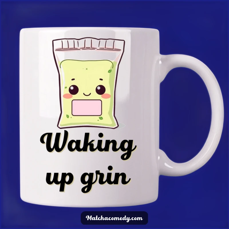 Funny Matcha Powder Grin Mug: Kawaii Character, Perfect Tea Lover Gift