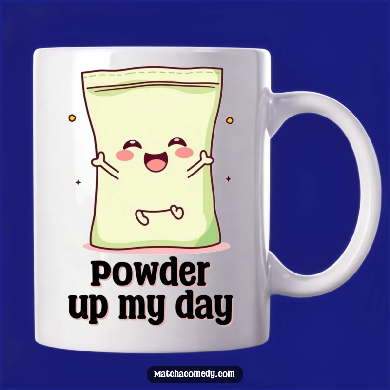 Funny Matcha Powder Bag Jump Mug: Kawaii Character's Joyful Leap, Perfect Gift!