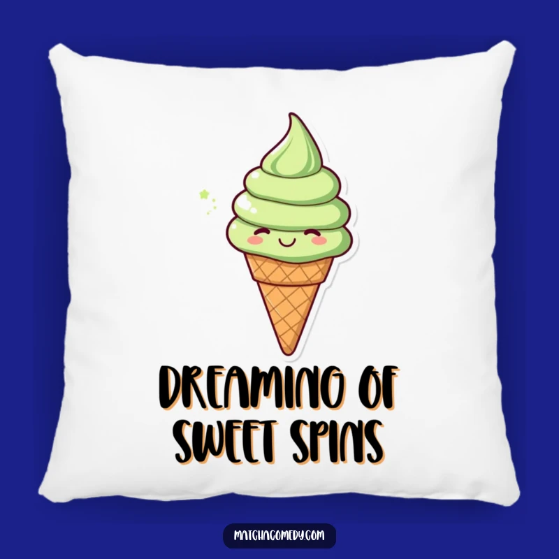 Cozy Funny Matcha Ice Cream Cone Pillow: Sweet Dreams with a Smile!