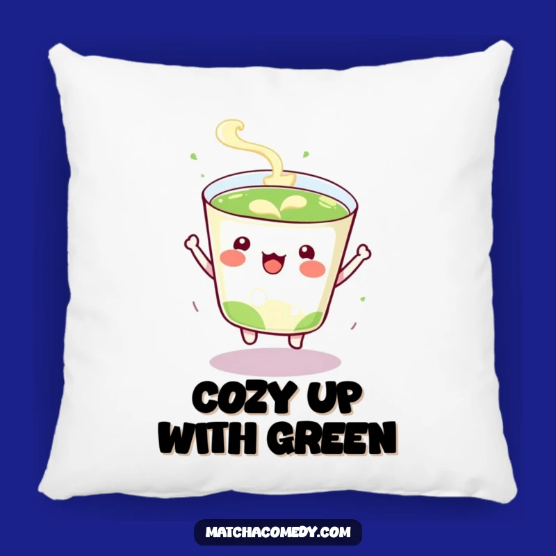 Funny Kawaii Matcha Cup Pillow - Soft Cushion for Lively Comfort