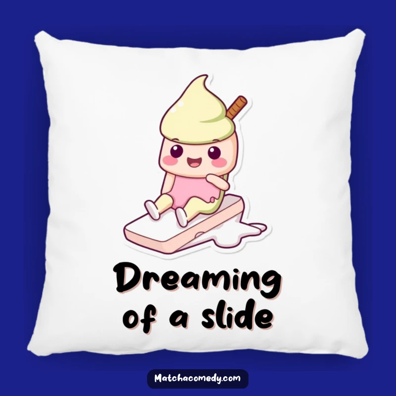 Comfortable Funny Matcha Ice Cream Slide Pillow: Kawaii Accent, Great Gift