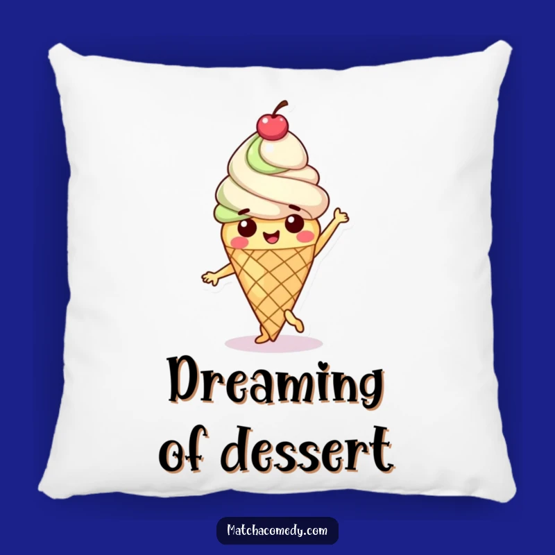 Funny Matcha Ice Cream Dance Pillow: Happy Character's Sweet Moves Cushion, Cozy Gift!