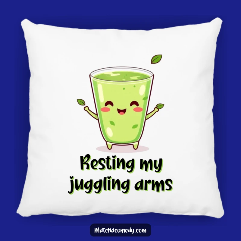 Funny Kawaii Matcha Juggling Pillow: Happy Beverage Comfort Cushion