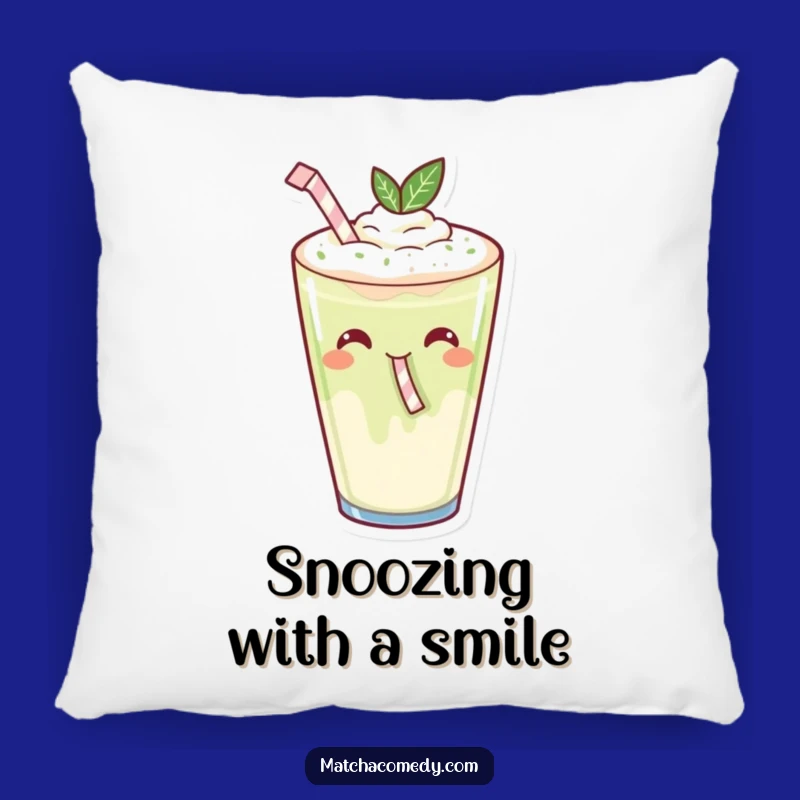 Funny Kawaii Matcha Latte Pillow: Gleeful Sipping Comfort