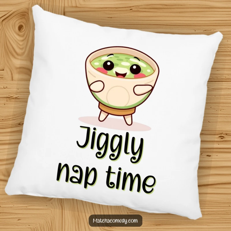 Funny matcha bowl in a cheerful jig, printed on a soft pillow for maximum coziness and fun.