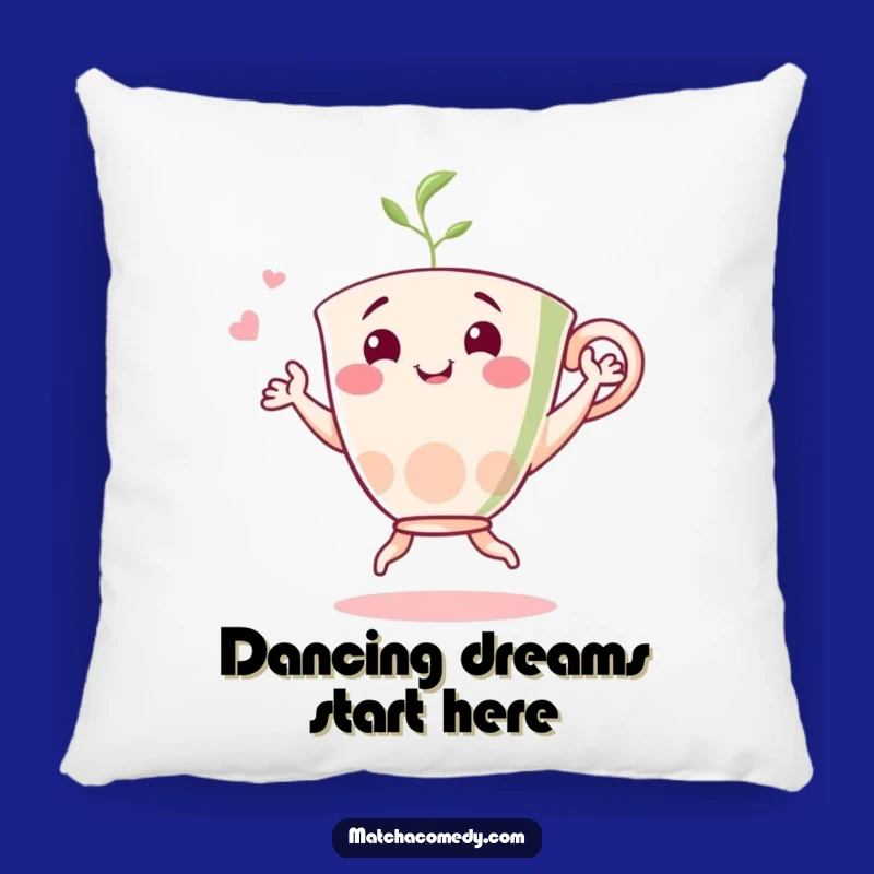 Funny Matcha Dancer Pillow: Cozy & Cheerful Tea Accent Pillow