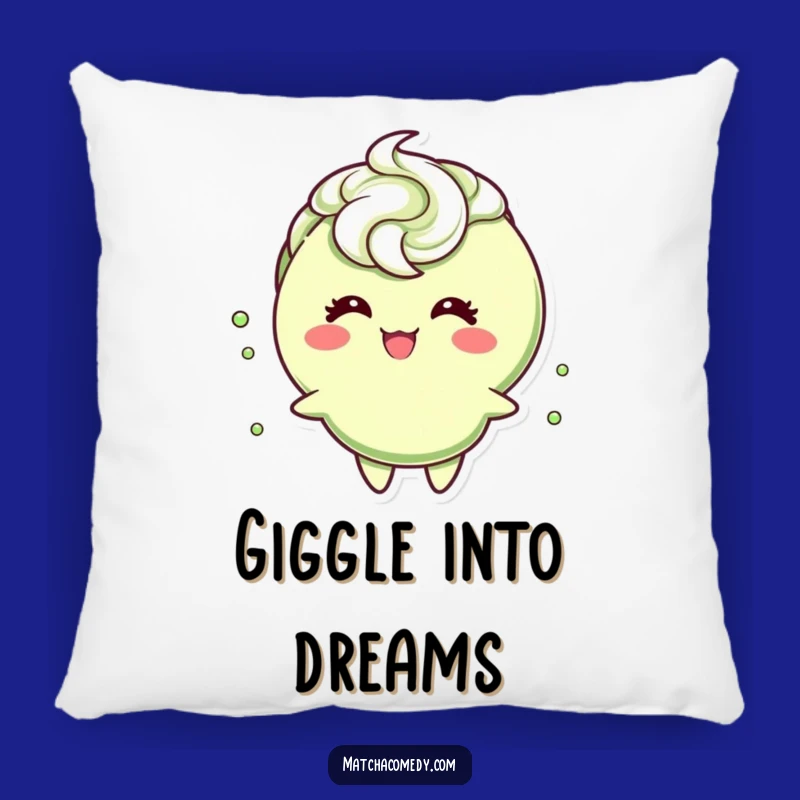 Funny Matcha Giggling Pillow: Frothy Swirl, Cozy Humorous Gift!