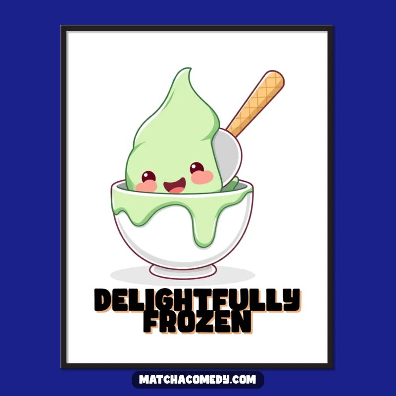 Funny Matcha Ice Cream Dive Digital Print: Instant Sweet Decor!