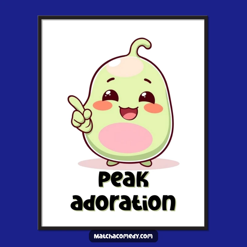 Funny Kawaii Matcha Bean Digital Art: Giggling Bean Pointing - Instant Joy - Perfect Funny Gift!