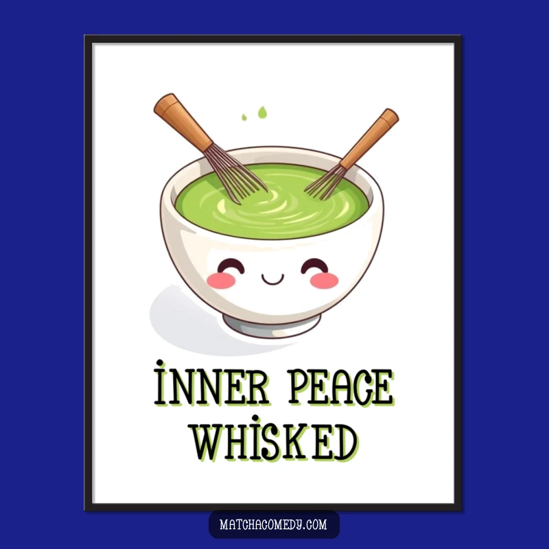 Funny Matcha Whisking Bowl Digital Art - Cute Printable Decor for Tea Lovers