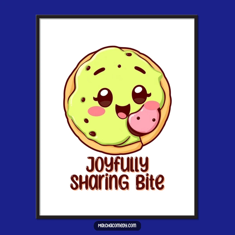 Funny Matcha Cookie Digital Print: Happy Kawaii Cookie Offering Bite Art