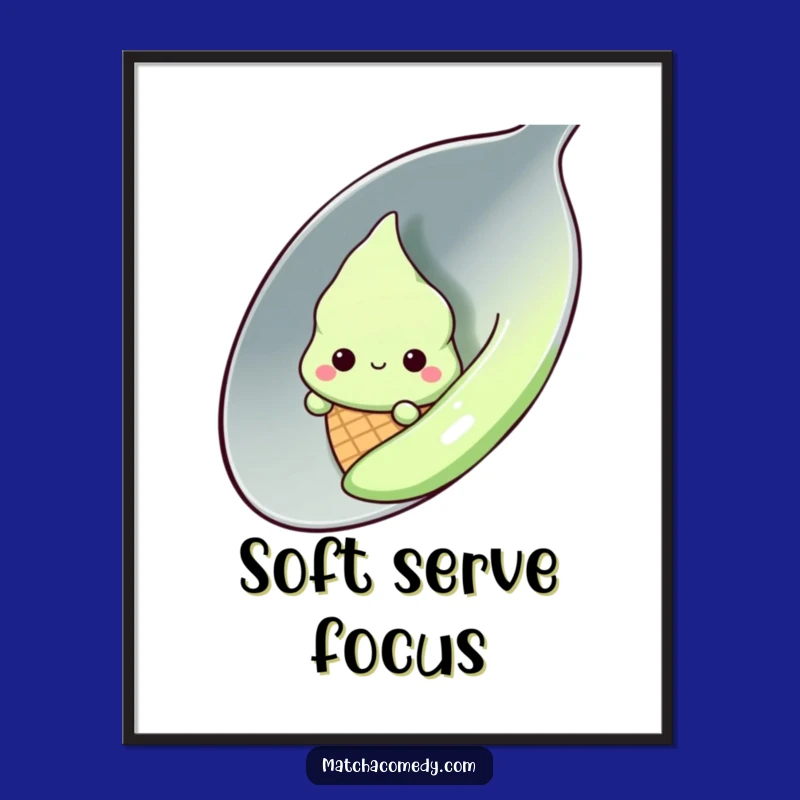 Funny Kawaii Matcha Ice Cream Cone Digital Print - Instant Cute Decor