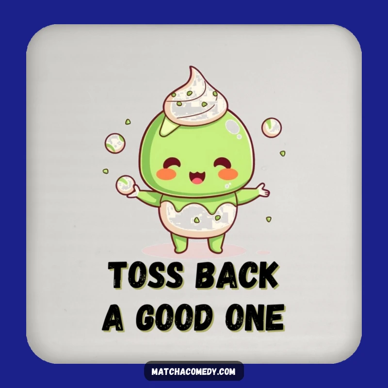 Funny Kawaii Matcha Dessert Coaster: Juggling Balls Style, Cute Funny Gift for Tables