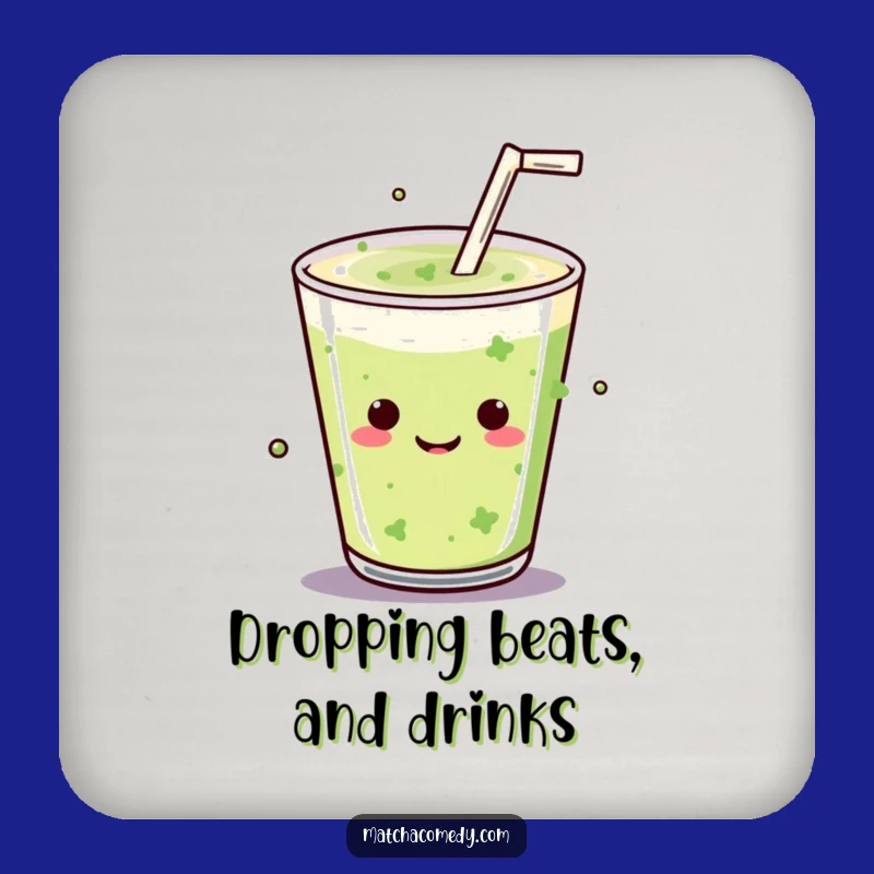 Funny Kawaii Matcha Drink Mic Drop Coaster - Bold Protection for Your Surfaces