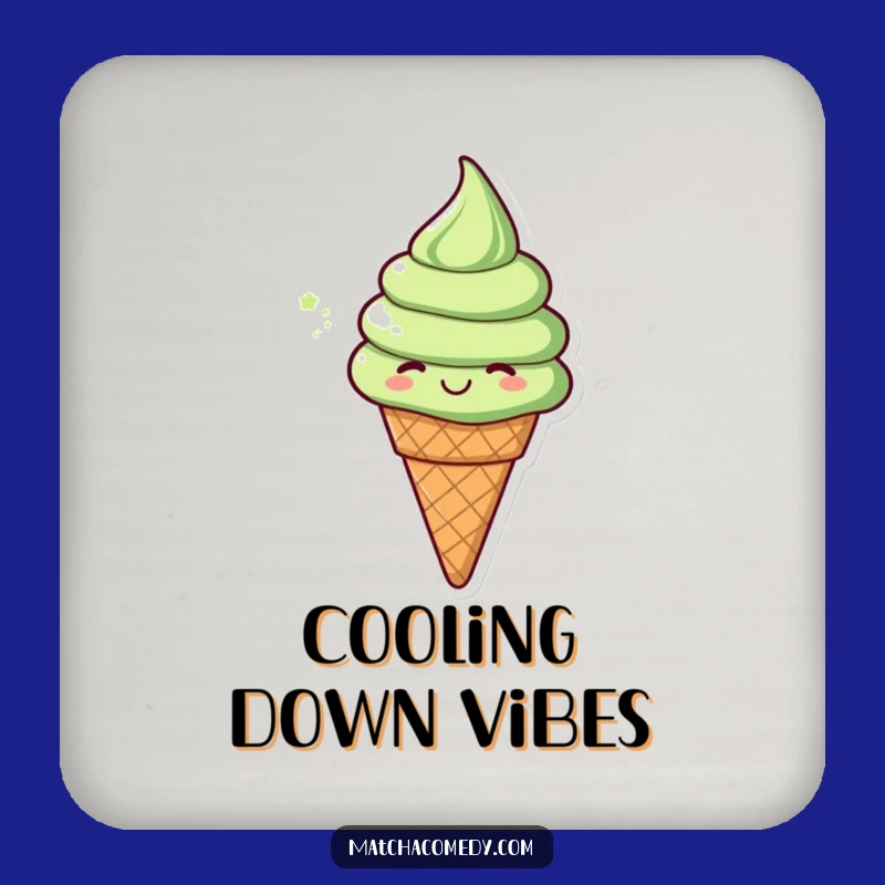 Funny Matcha Ice Cream Cone Coaster Set: Protect Your Table with Cheer!
