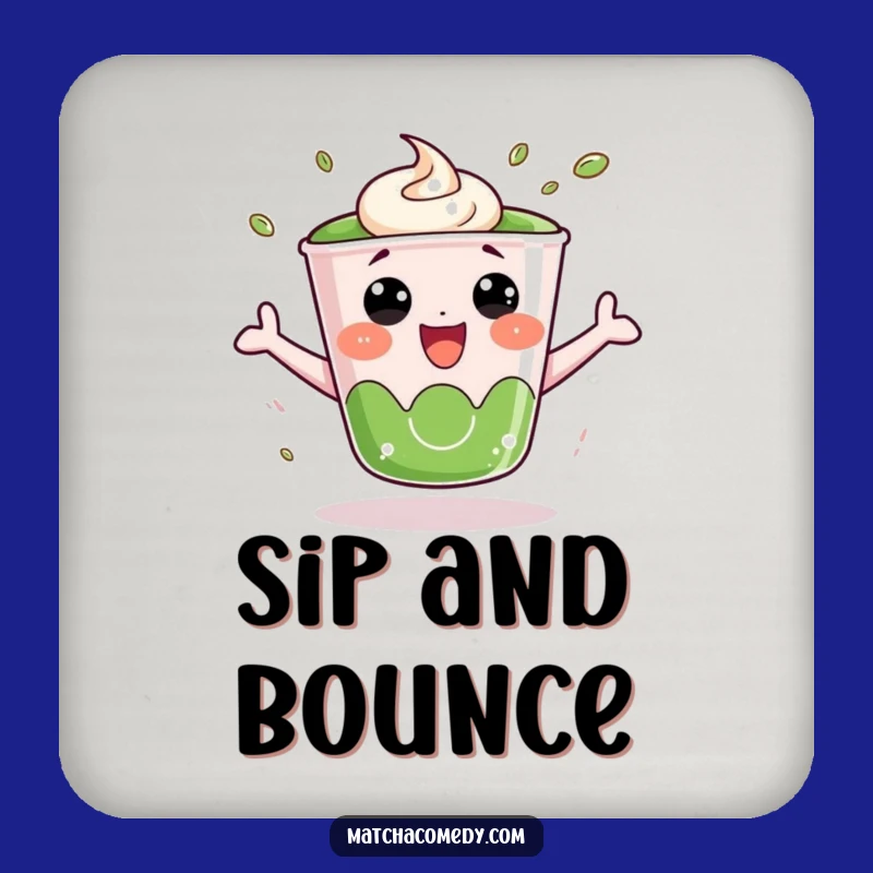 Funny Bouncing Matcha Cup Coaster: Energetic Drink Protector Gift