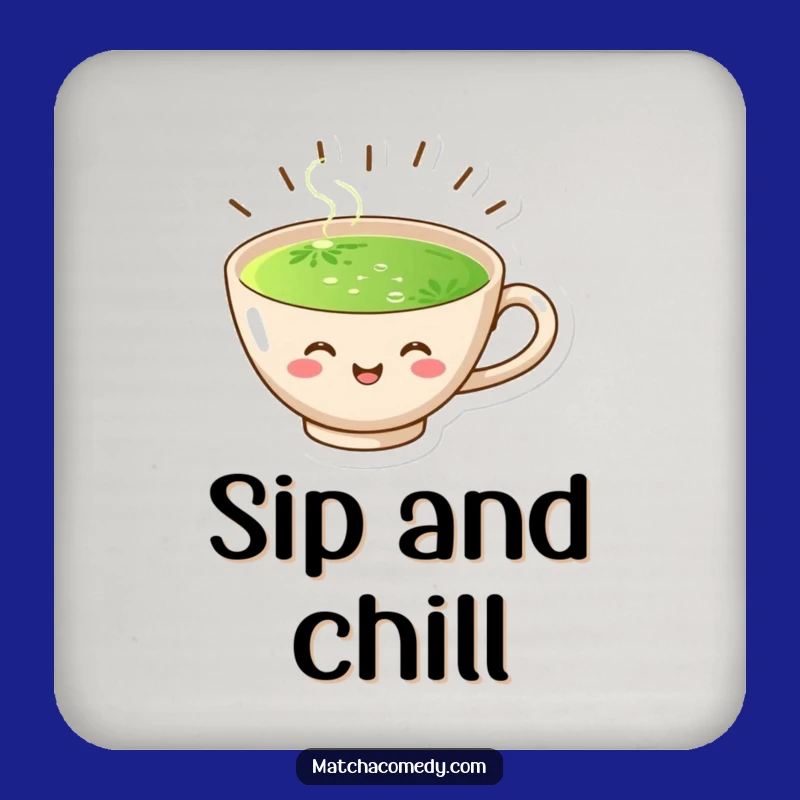 Funny Joyful Matcha Cup Coaster: Protect Surfaces with Smiles - Fun Decor Gift