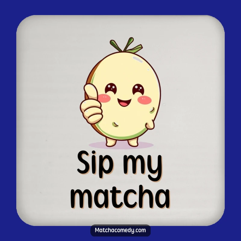 Funny Matcha Cookie Thumbs Up Coasters (Set of 4), Protect Surfaces Hilariously