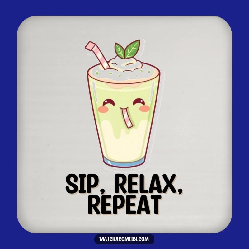 Funny Kawaii Matcha Latte Coaster: Gleeful Protection with Style