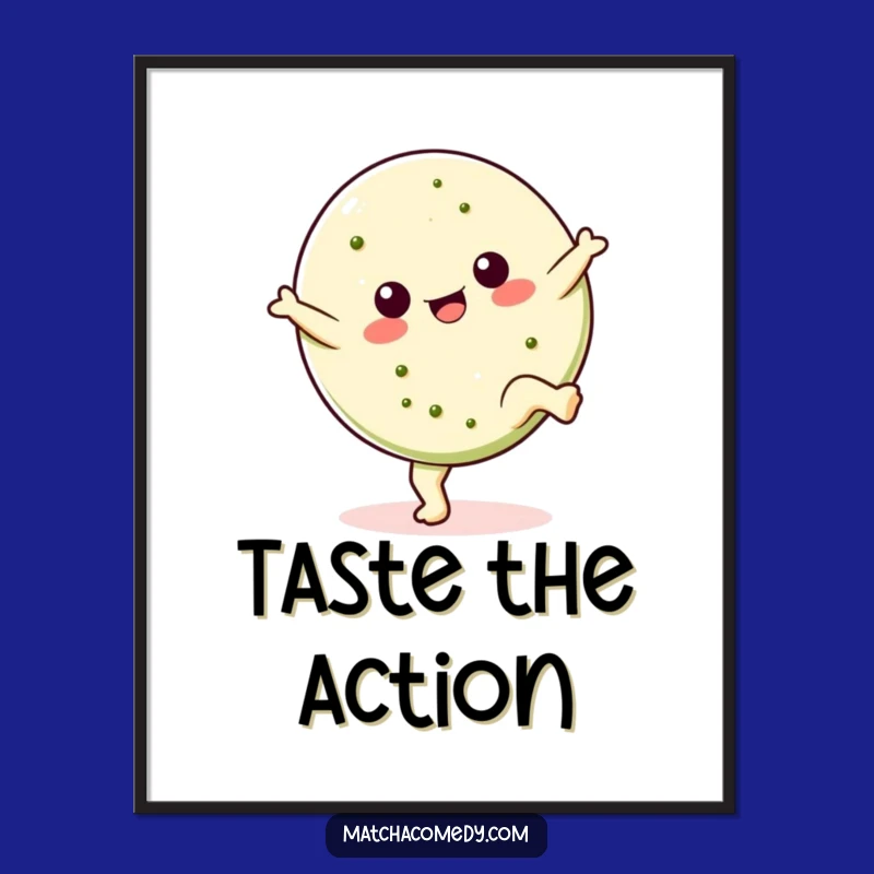 Funny Kawaii Matcha Cookie Poster - Cartwheel Action, Hilarious Wall Art & Gift Idea