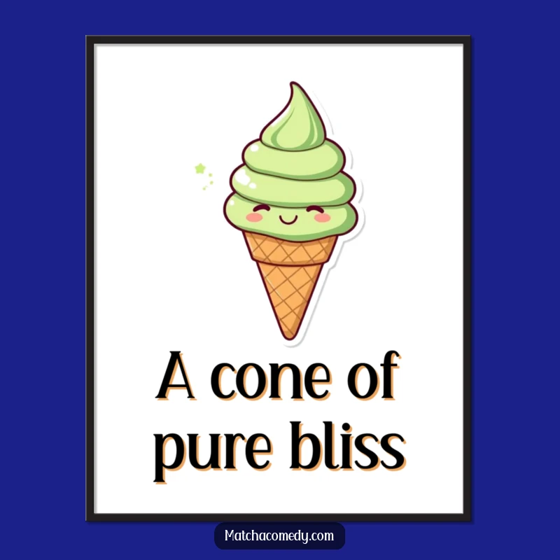 Funny Matcha Ice Cream Cone Spin Poster: Add Whimsy to Your Walls!