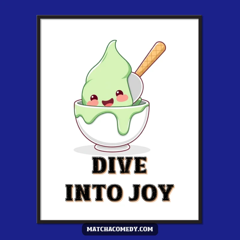 Funny Matcha Ice Cream Dive Poster: Sweeten Your Walls With Joy!
