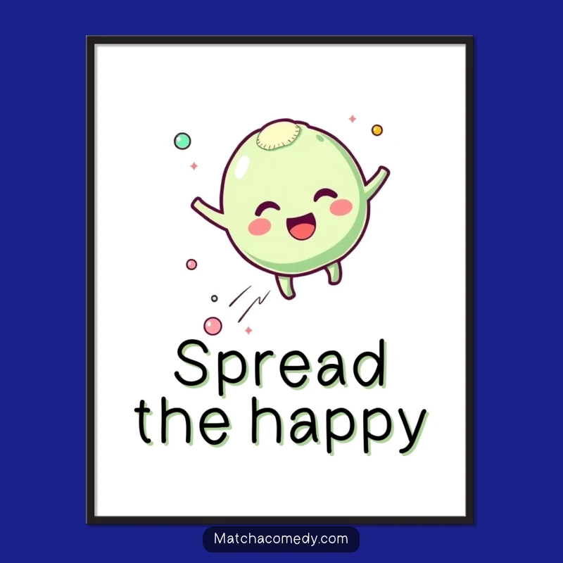 Funny Matcha Mochi Poster - Bouncing Excitement, Happy Particles Wall Art Gift