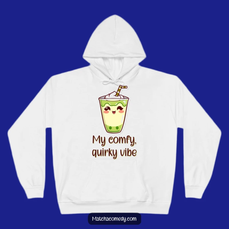 Cozy Funny Kawaii Matcha Drink Hoodie: Humorous Straw Comfort, Your New Favorite Funny Gift