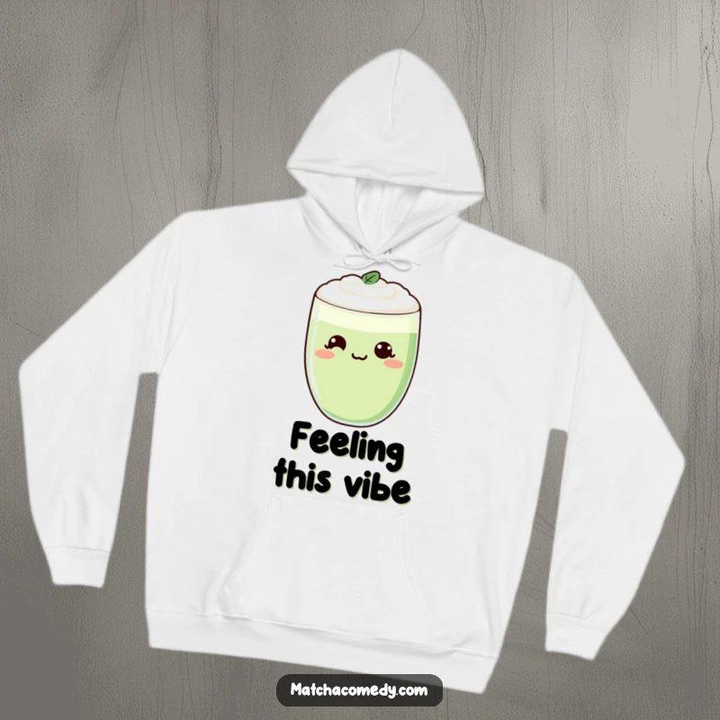 Funny Kawaii Matcha Latte Hoodie with a cheeky smirk, soft and warm, ideal for a funny gift.