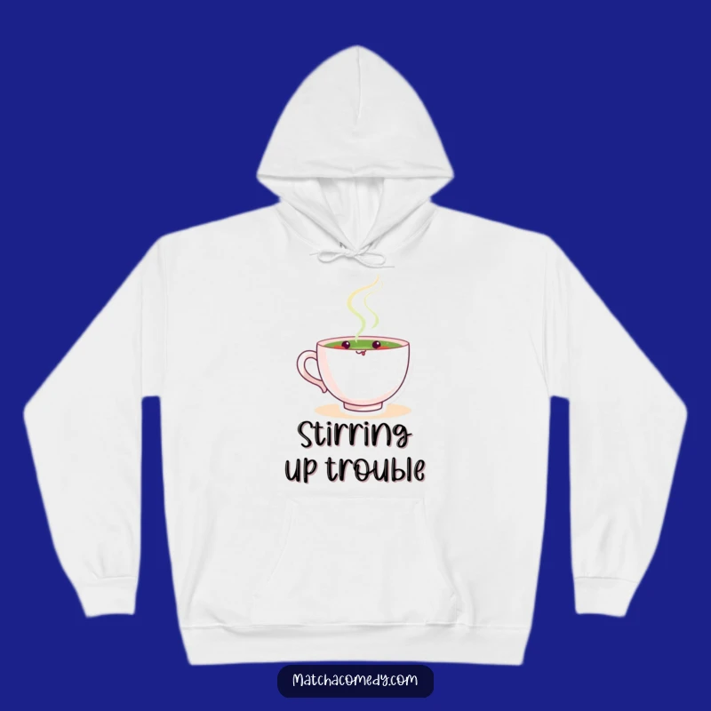 Funny Matcha Stirring Hoodie: Cozy Tea Cup, Perfect Relaxing Humorous Gift!