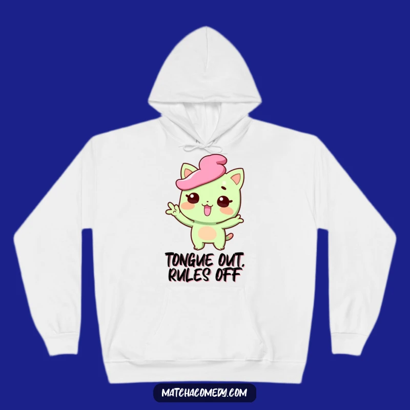 Funny Matcha Sweet Hoodie - Cozy Playful Pose Tongue Out, Warm Quirky Gift