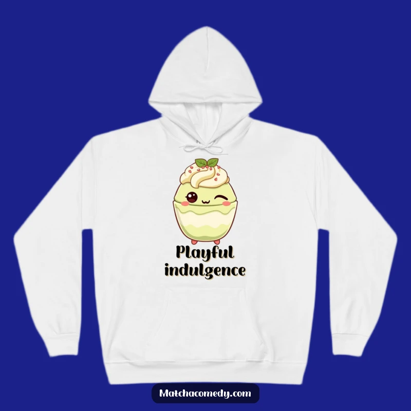Funny Winking Matcha Parfait Hoodie: Cozy & Playful Dessertwear Gift
