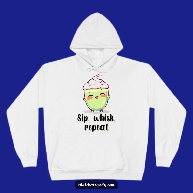 Cozy Funny Matcha Latte Whisking Hoodie: Warm Up With Whisked Delight!