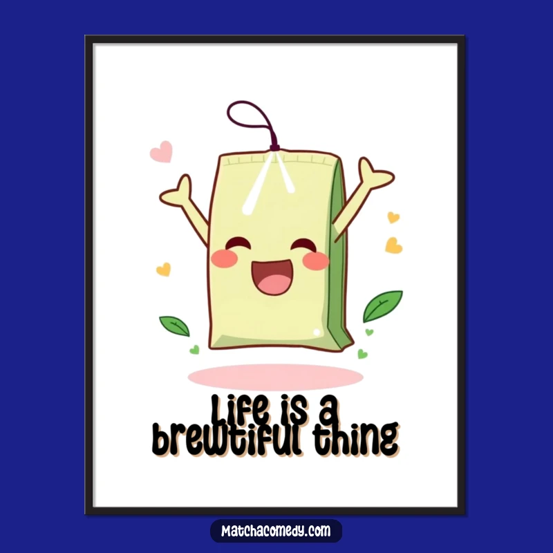 Free Printable Wall Art: Joyful Matcha Tea Bag Somersault for Energetic Decor